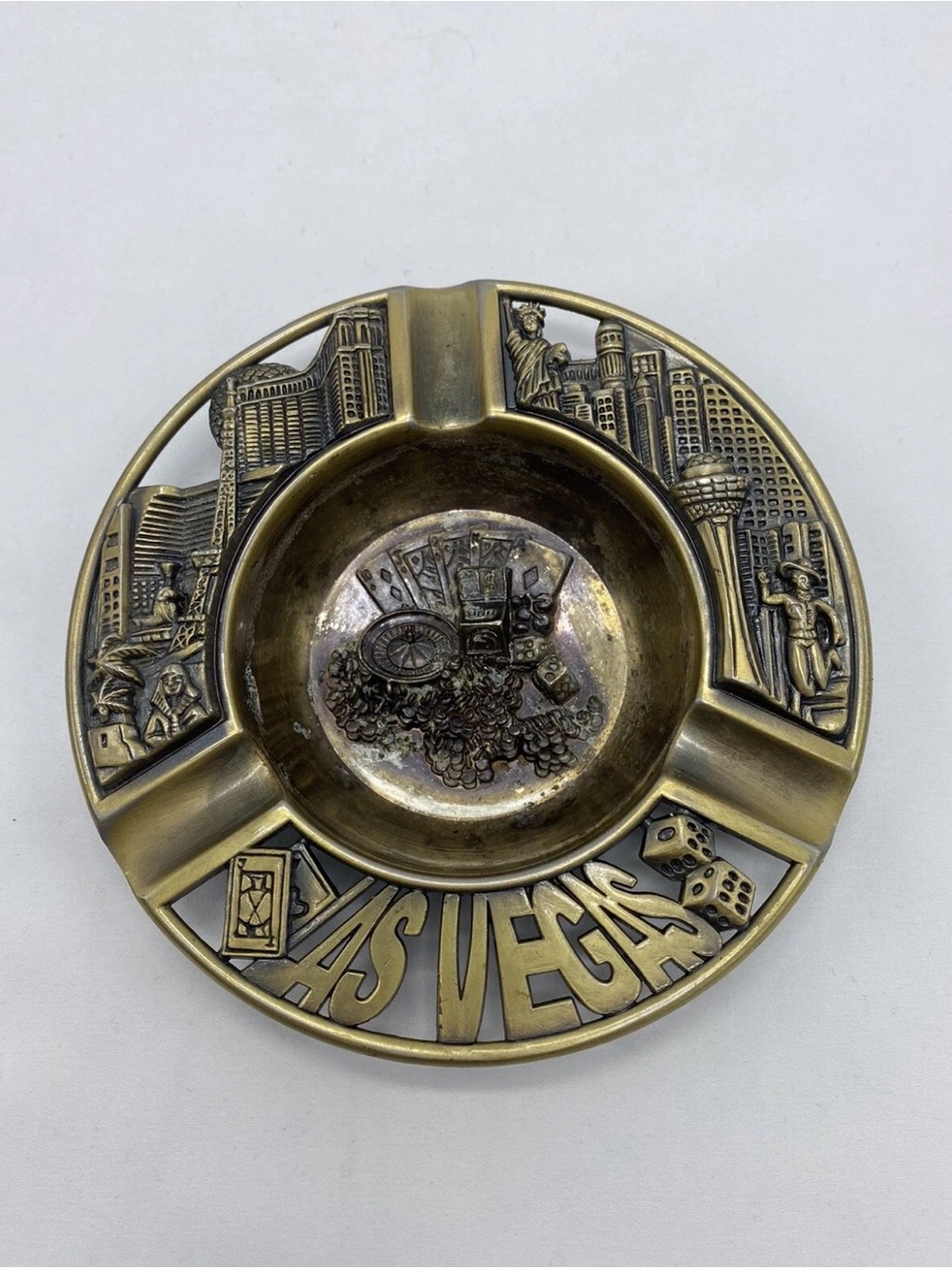 Vintage Las Vegas 3D Brass/Copper Ashtray